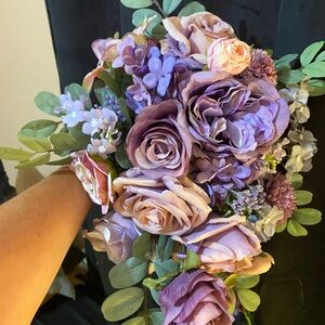 Elegant Dusty Lavender Cascade Floral Bouquet